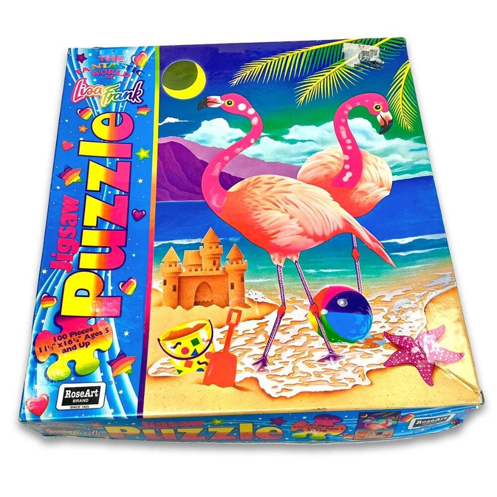 Vintage Lisa Frank Puzzle 100 pieces Pink Flamingos Complete 90s Y2K Beach